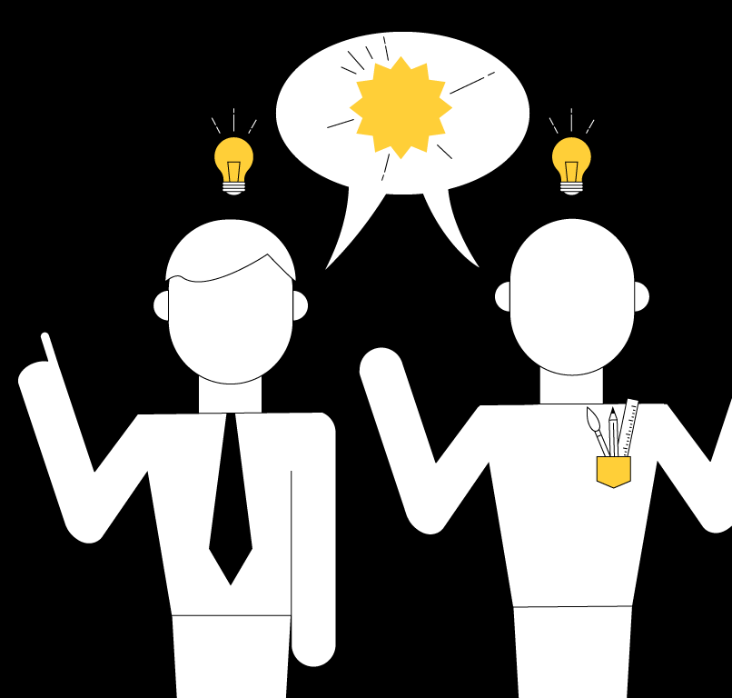 DIY Branding and Design | Graphic representing two people brainstorming