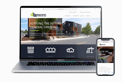 Motion graphic showing an apartment website on both desktop and mobile.
